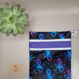 Pochette duo imperméable – idéal pour ranger serviettes hygiéniques lavables ou maillot de bain mouillé, fabriqué en Suisse par La Fabrik a Patate