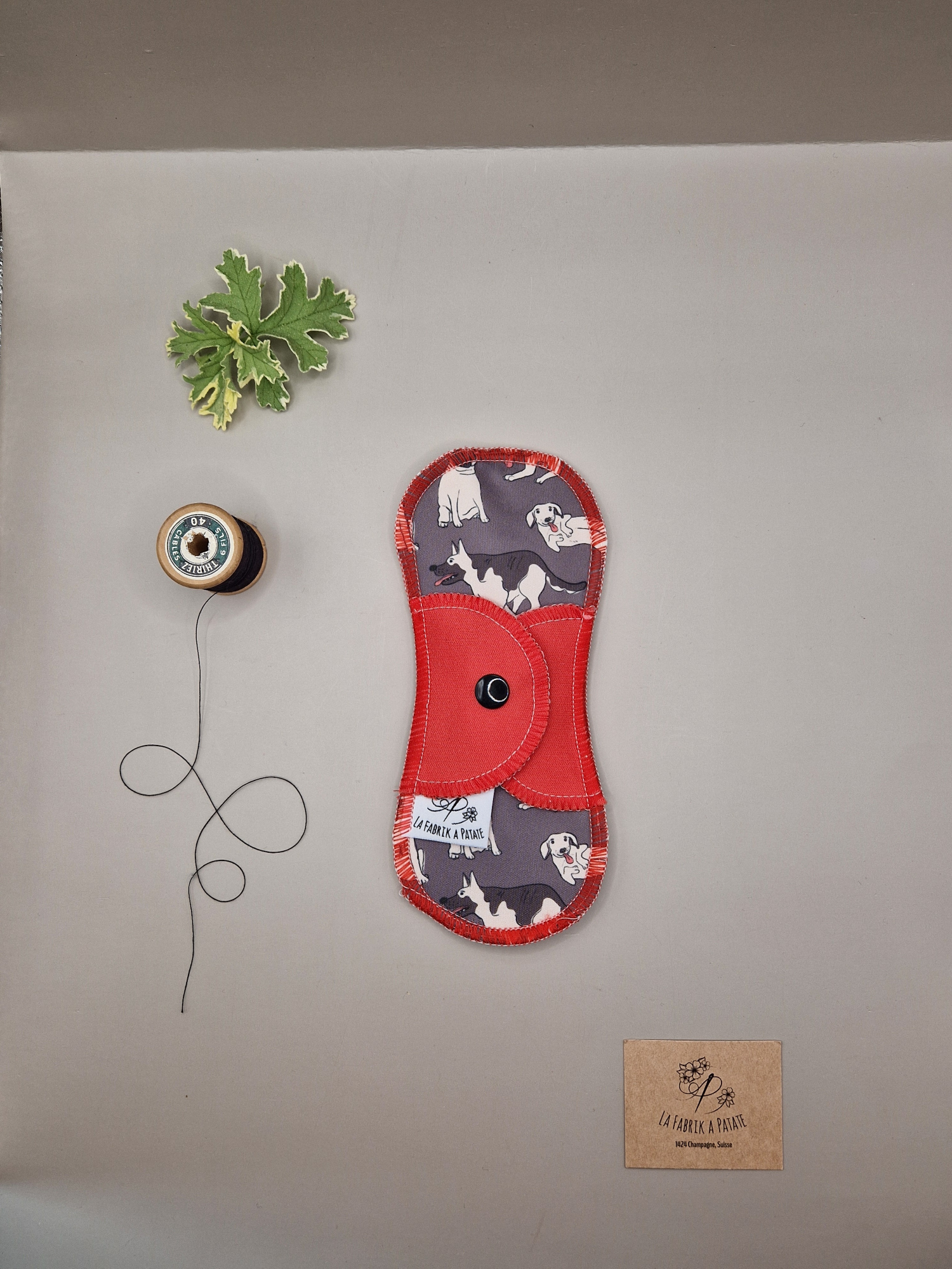 Protège Slip lavable dog – protection menstruelle réutilisable et absorbante, fabriquée en Suisse par La Fabrik a Patate.