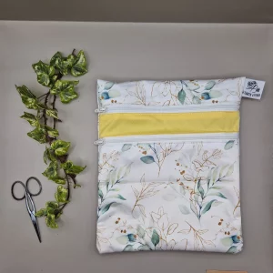 Pochette duo au motif eucalyptus doré