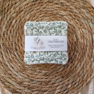 Lot de 5 lingettes en coton au motif citronier