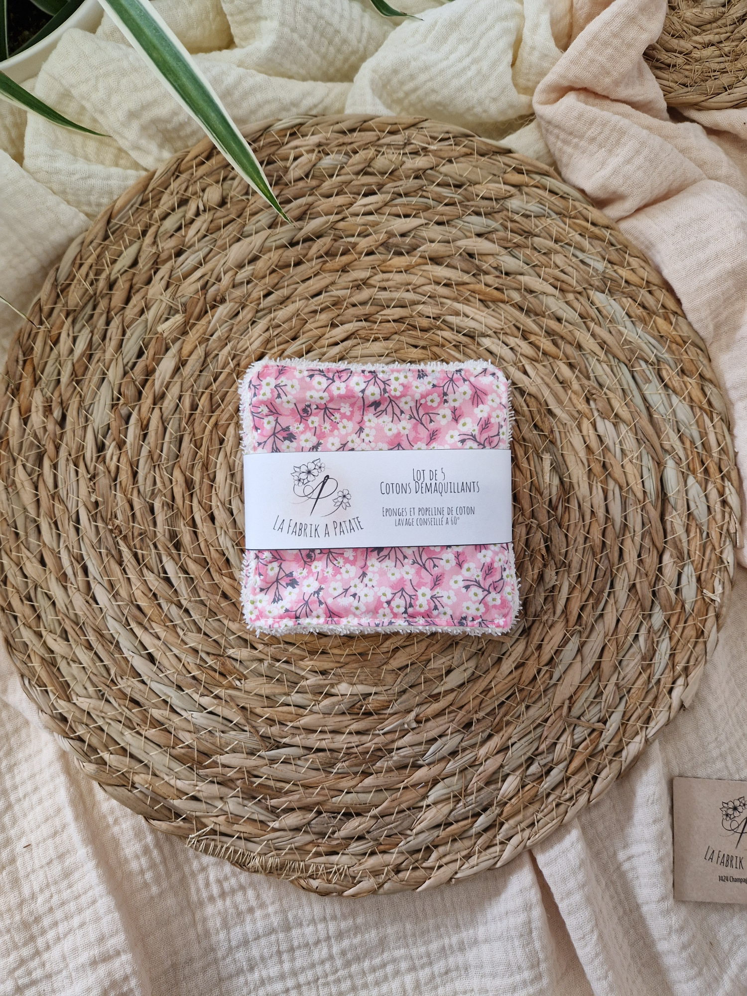 Lot de 5 lingettes en coton au motif Adèle