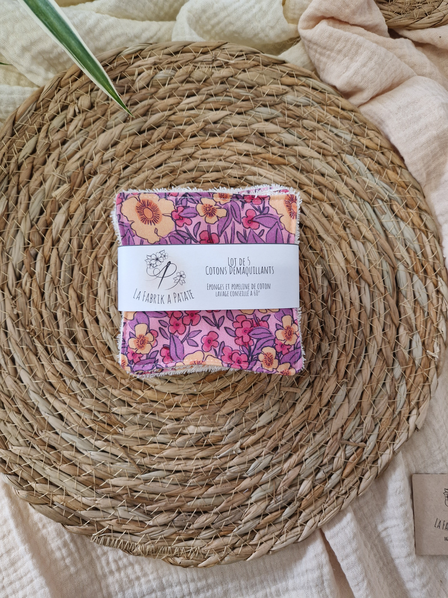 Lot de 5 lingettes en coton au motif agnes
