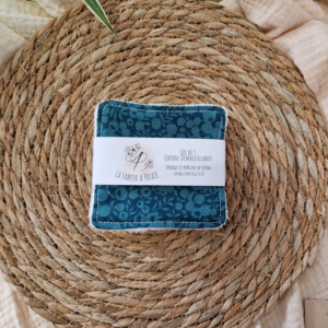Lot de 5 lingettes en coton au motif Baie verte